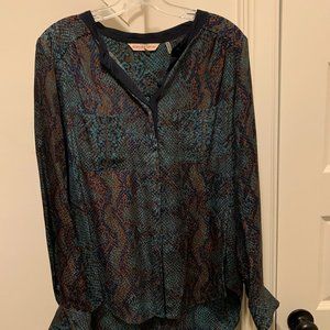 Rebecca Taylor Silk Animal Snake Print Silk Blouse